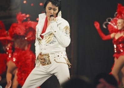 A picture of Paul Courtenay Hyu impersonating Chinese Elvis.